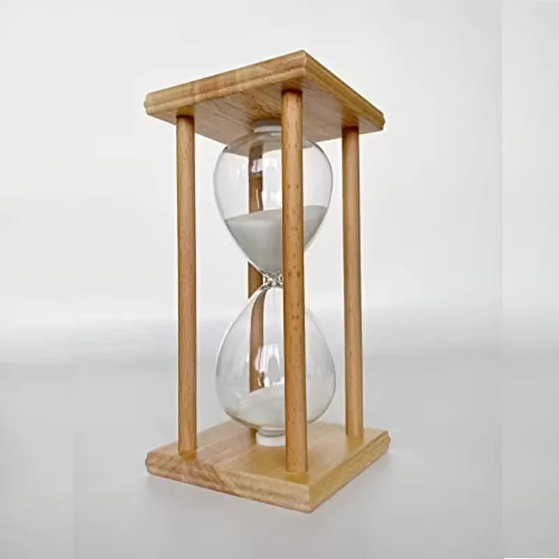 Sandur med træramme og glasbeholder