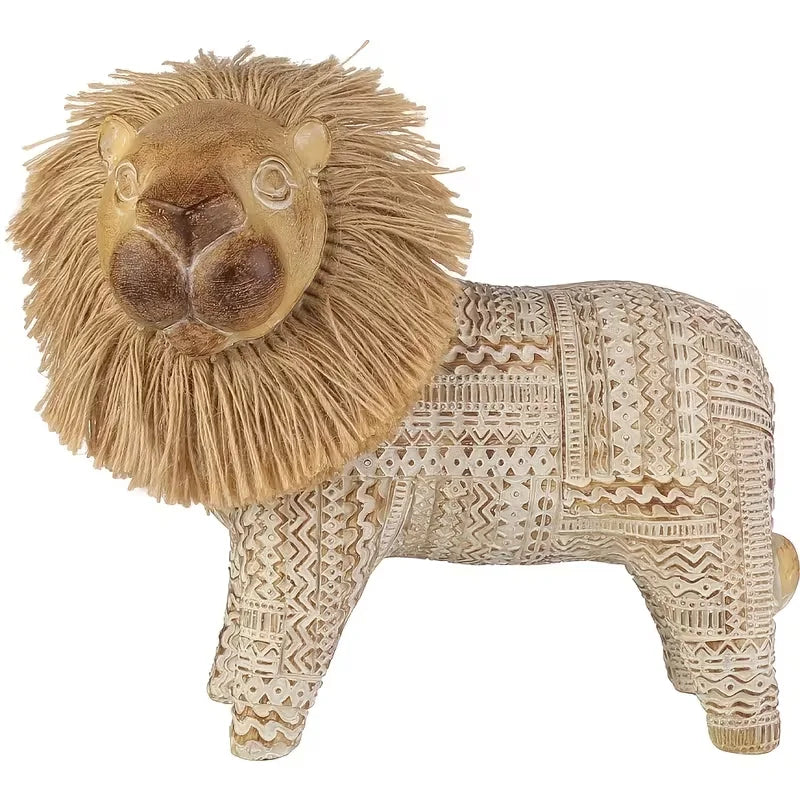 Dekorativ løveskulptur med mønster