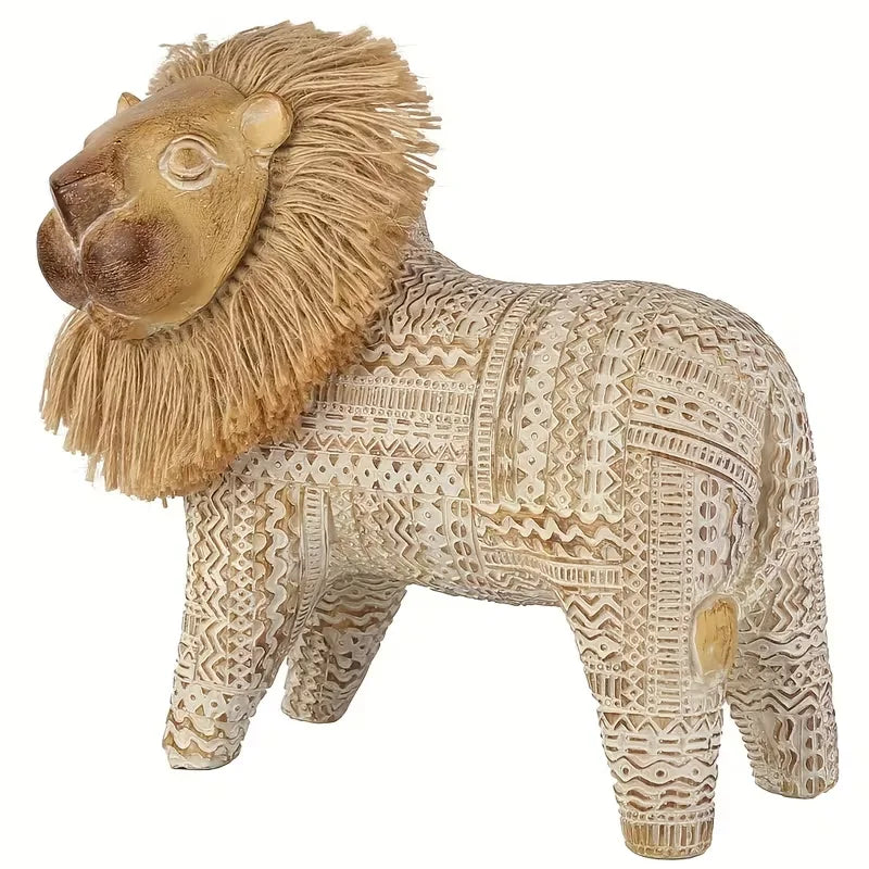 Dekorativ løveskulptur med mønster