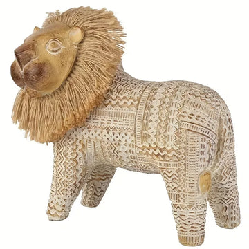 Dekorativ løveskulptur med mønster