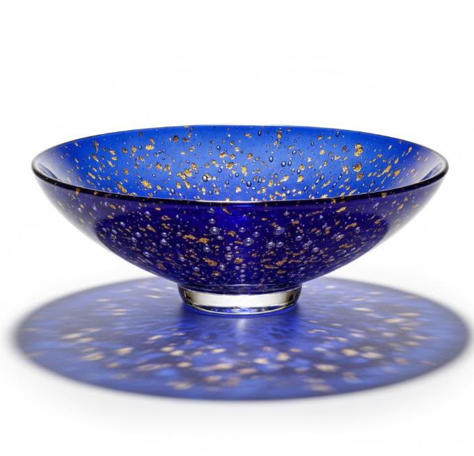 Dekorativ glasskål med centralt midterfelt