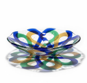 Dekorativ glasskål med flettet mønster