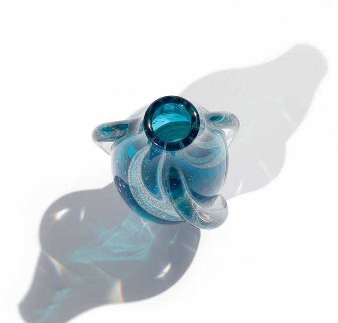 Dekorativ glasvase med snoede farvebånd