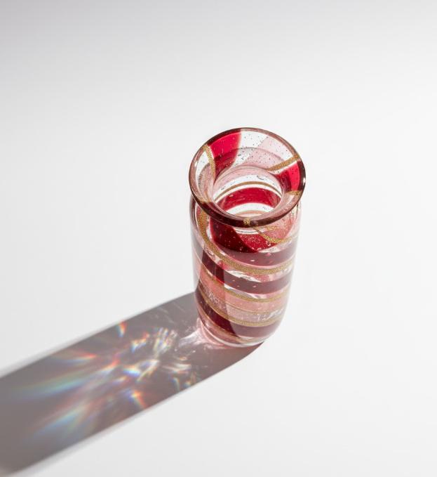 Dekorativ glasvase med spiralformede bånd