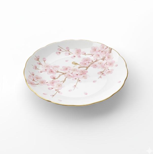 Dekorativ tallerken med kirsebærblomster