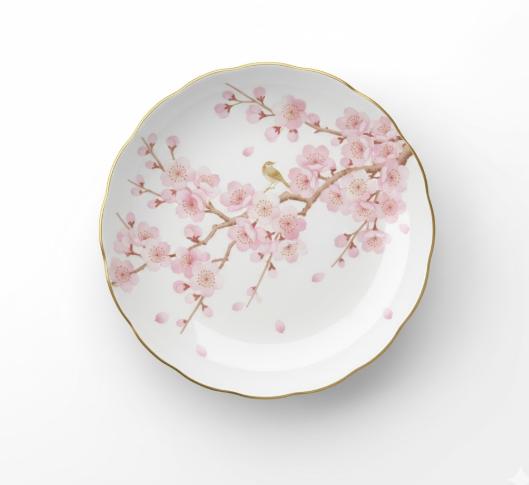 Dekorativ tallerken med kirsebærblomster