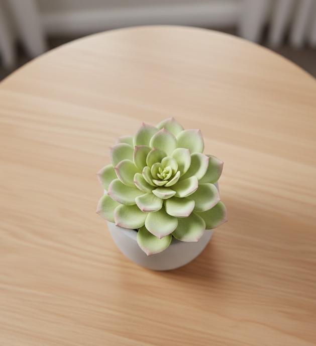 Kunstig sukkulent i cylindrisk potte af resin
