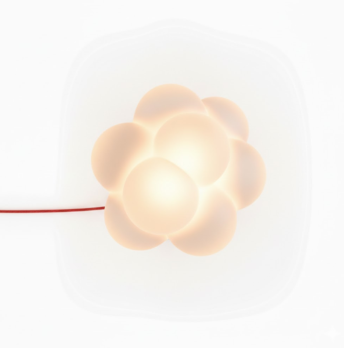 Bordlampe med rund skærm og snoet fod