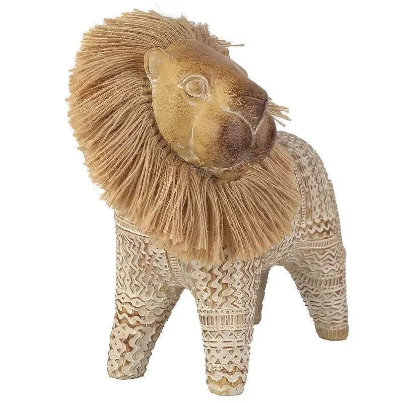 Dekorativ løveskulptur med mønster